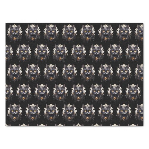 Regal Black Cat Rhinestones Pattern Halloween Tissue Paper