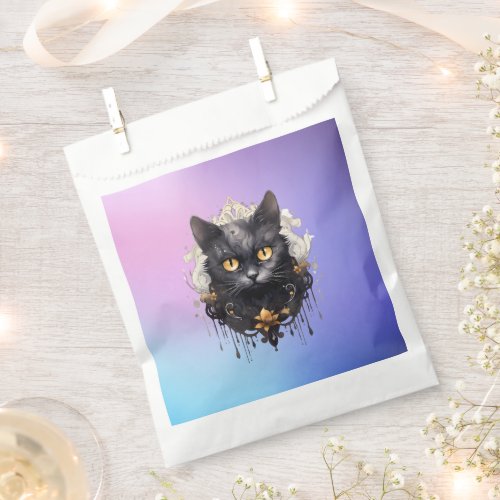 Regal Black Cat Tiara Rhinestones Halloween Favor Bag
