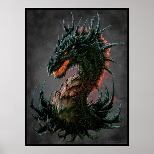 Regal Black Dragon Head _ Full Color Poster