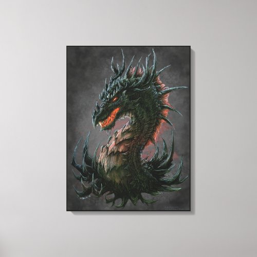 Regal Black Dragon Head _ Full Colour Canvas Print