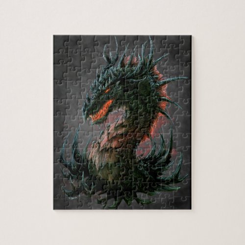 Regal Black Dragon Head _ Full Colour Jigsaw Puzzle