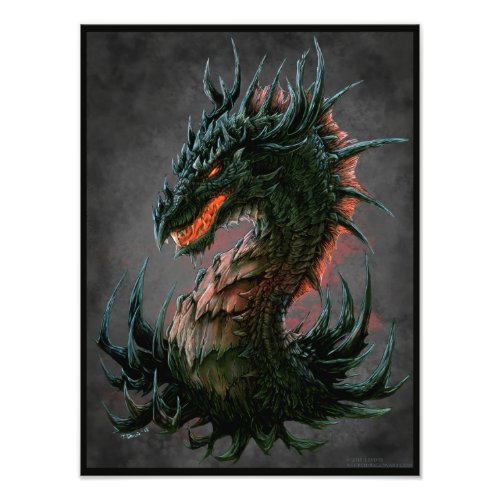 Regal Black Dragon Head _ Full Colour Photo Print