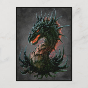 Regal Black Dragon Head - Full Colour Postcard