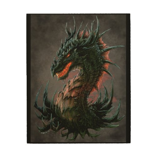 Regal Black Dragon Head _ Full Colour Wood Wall Decor