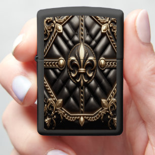 Regal Black Leather Luxe Zippo Lighter
