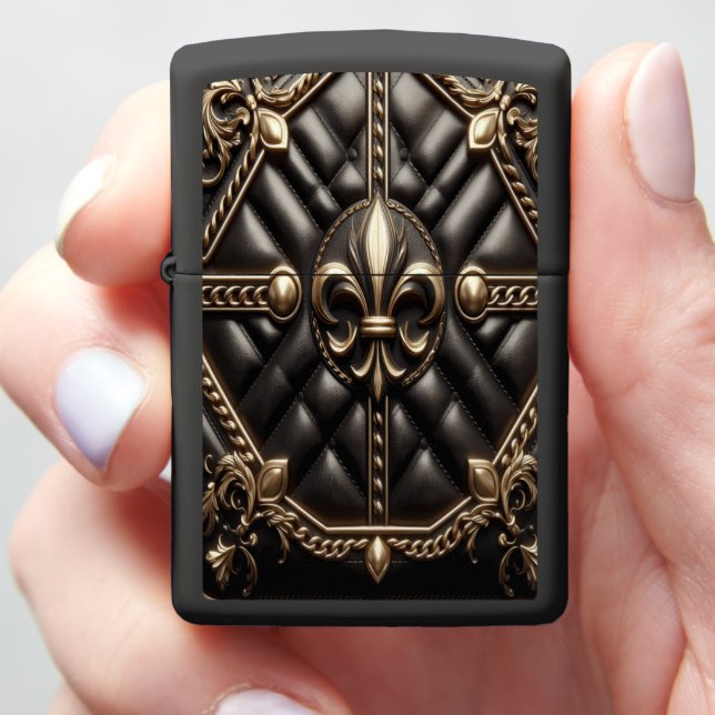 Regal Black Leather Luxe Zippo Lighter (In Hand)