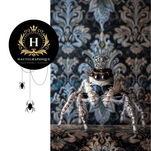 Regal Black Vintage Floral Crowned Spider Art Tissue Paper