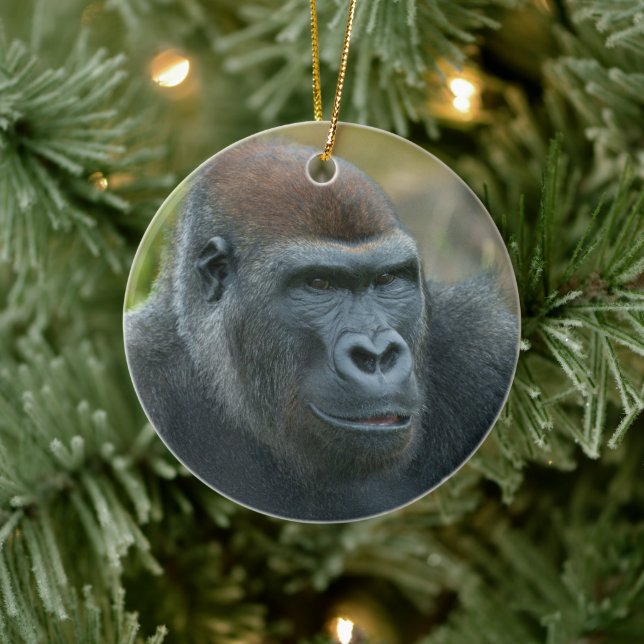 Regal Blackback Gorilla Ceramic Ornament (Tree)