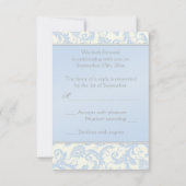 Regal Blue and Ivory Damask Reply Card (Back)