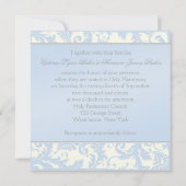Regal Blue and Ivory Damask Wedding Invitation (Back)