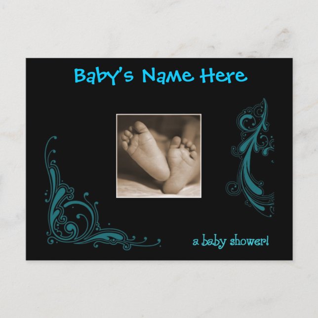 Regal Blue Baby Boy Shower Invitation Postcard (Front)