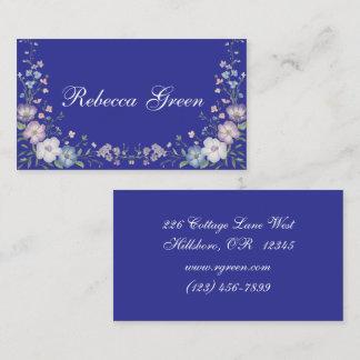 Regal Blue Vintage Elegance Garden Blooms Business Card