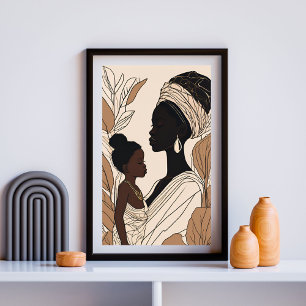 Regal Bond – Mother and Daughter Line Art Poster