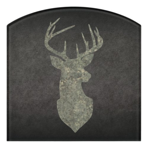 Regal Buck Trophy Deer Silhouette in Camouflage Door Sign