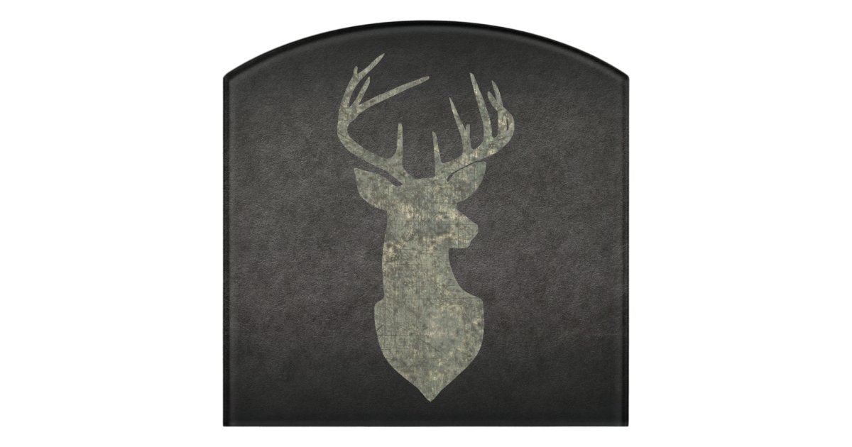 Regal Buck Trophy Deer Silhouette in Camouflage Door Sign