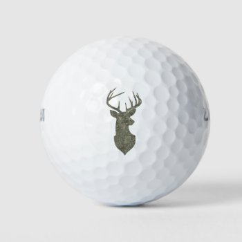 Regal Buck Trophy Deer Silhouette In Camouflage Golf Balls by CandiCreations at Zazzle