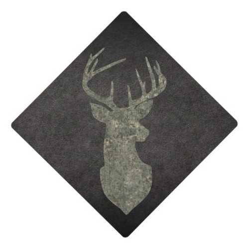 Regal Buck Trophy Deer Silhouette in Camouflage Graduation Cap Topper