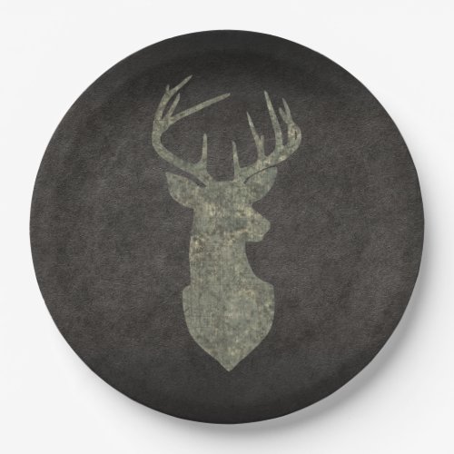 Regal Buck Trophy Deer Silhouette in Camouflage Paper Plates