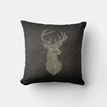 Regal Buck Trophy Deer Silhouette In Camouflage Throw Pillow by CandiCreations at Zazzle