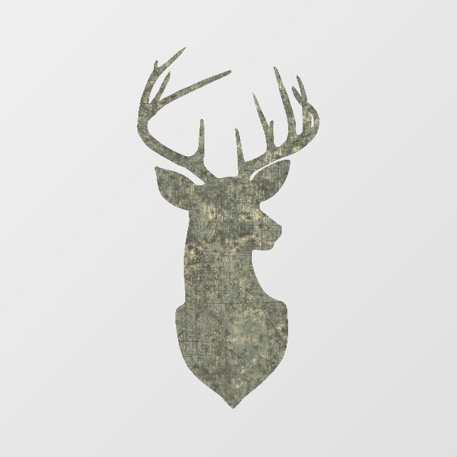 Regal Buck Trophy Deer Silhouette in Camouflage Window Cling (Sheet)
