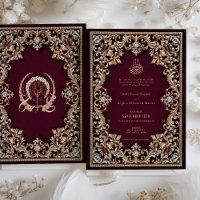 Regal Burgundy Antique Gold Jewels Islamic Wedding