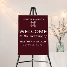 Regal Burgundy Dusty Rose Key Welcome Sign