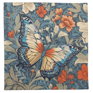 Regal Butterfly Amidst William Morris Floral Cloth Napkin