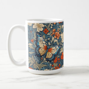 Regal Butterfly Amidst William Morris Floral Coffee Mug