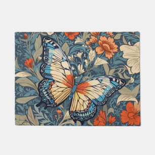 Regal Butterfly Amidst William Morris Floral Doormat