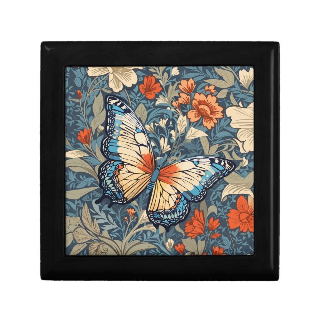 Regal Butterfly Amidst William Morris Floral Gift Box (Front)
