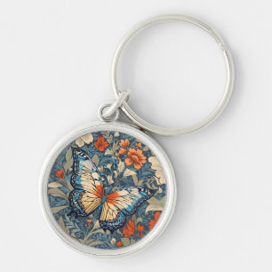 Regal Butterfly Amidst William Morris Floral Keychain
