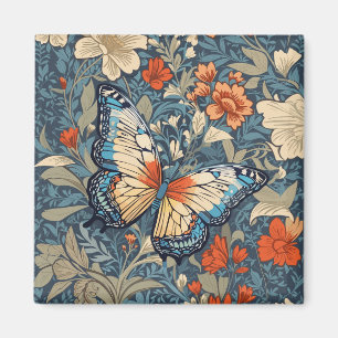 Regal Butterfly Amidst William Morris Floral Magnet