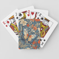 Regal Butterfly Amidst William Morris Floral Playing Cards