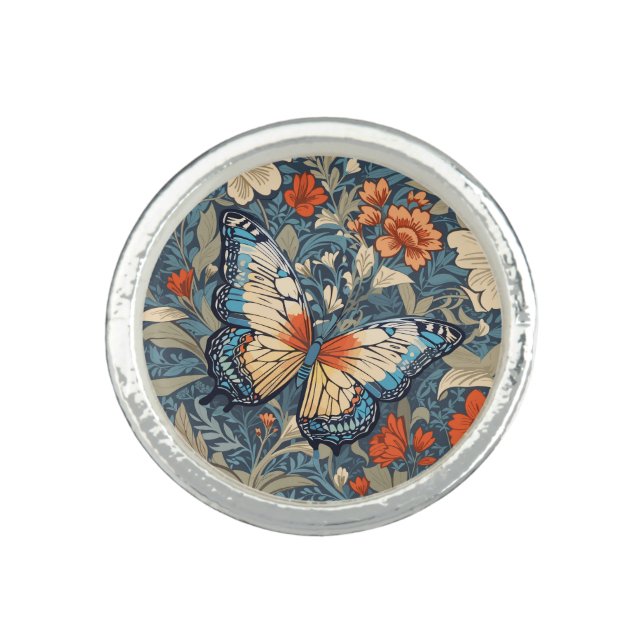 Regal Butterfly Amidst William Morris Floral Ring (Front)