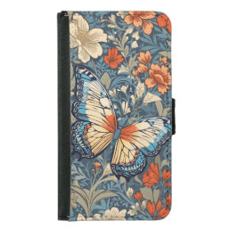 Regal Butterfly Amidst William Morris Floral Samsung Galaxy S5 Wallet Case