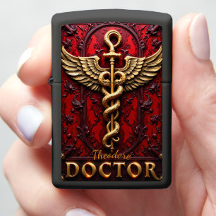Regal Caduceus Doctor Physician Gift Red Zippo Lighter