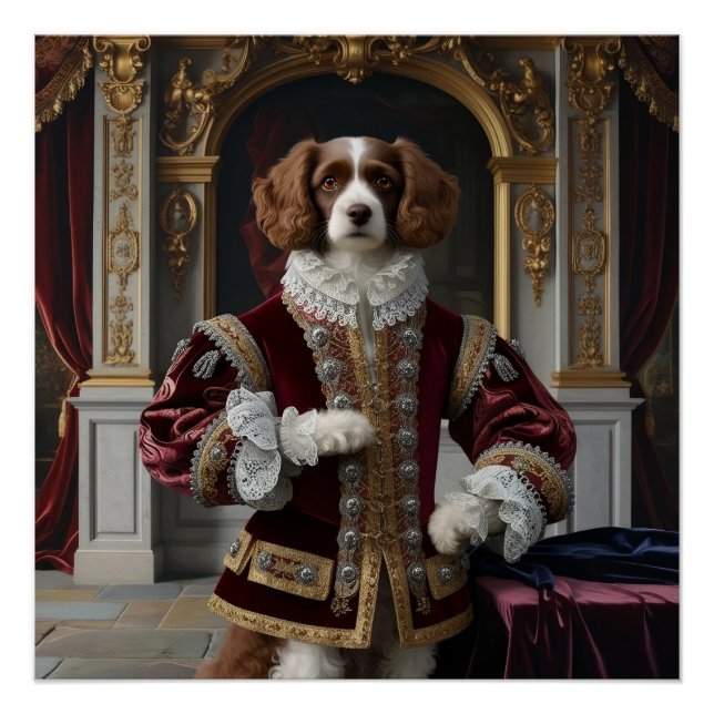 Regal Canine Renaissance Dog Portrait Digital Art Poster (Front)