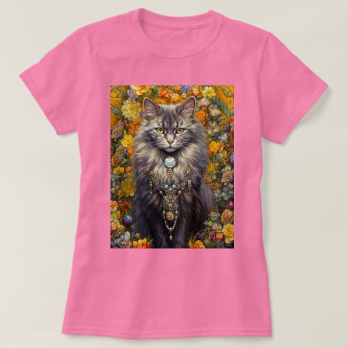 Regal cat in ornate jewelry T_Shirt