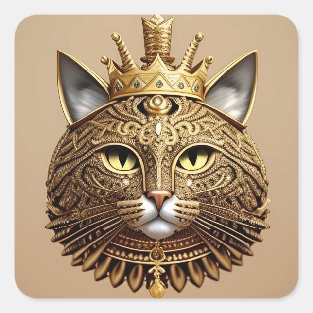 Regal Cat Profile Square Sticker (Front)