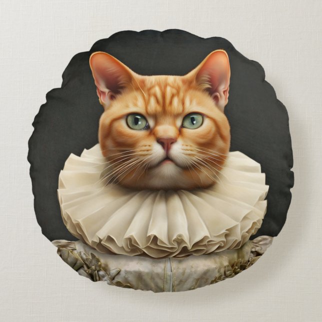 Regal Cat Round Pillow (Front)