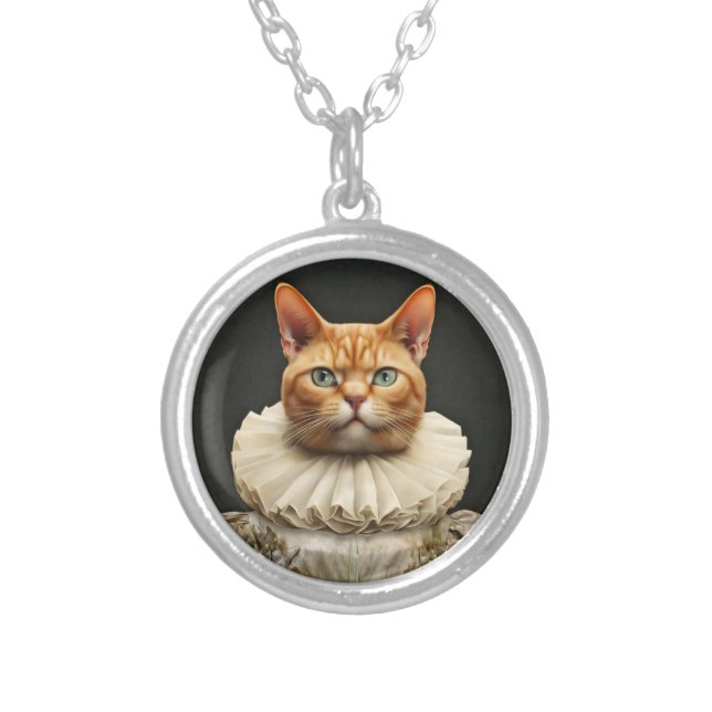 Regal Cat Silver Plated Necklace (Front)