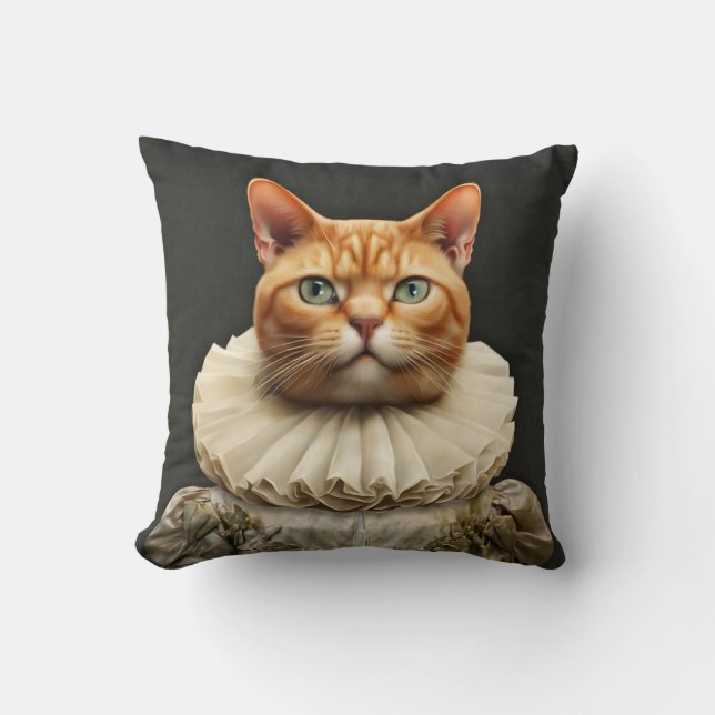 Regal Cat Throw Pillow (Front)