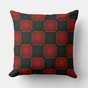 Regal Checkered Throw Pillow with Gold Trim