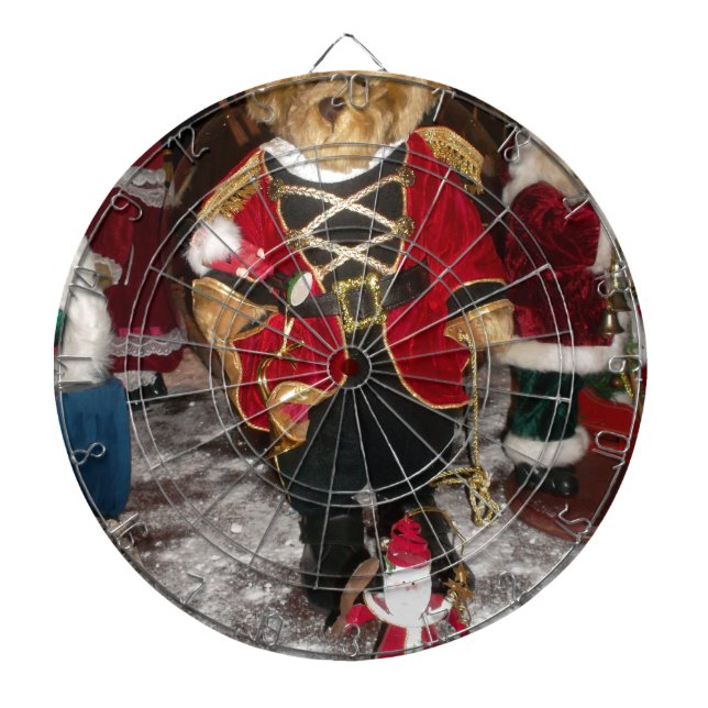 Regal Christmas Teddy Bear Holiday Art Print Dart Board (Front)
