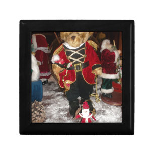 Regal Christmas Teddy Bear Holiday Art Print Jewelry Box