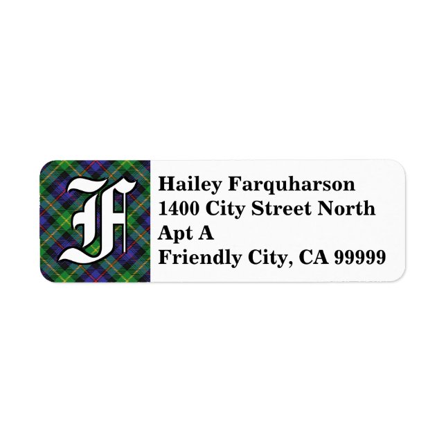 Regal Clan Farquharson Tartan Monogram Label (Front)