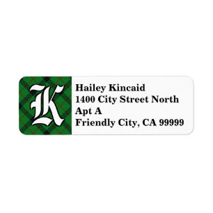 Regal Clan Kincaid Tartan Monogram Label