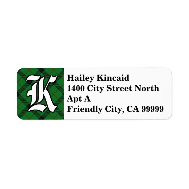 Regal Clan Kincaid Tartan Monogram Label (Front)