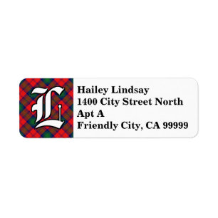 Regal Clan Lindsay Tartan Monogram Label