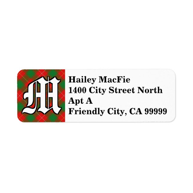 Regal Clan MacFie Tartan Monogram Label (Front)